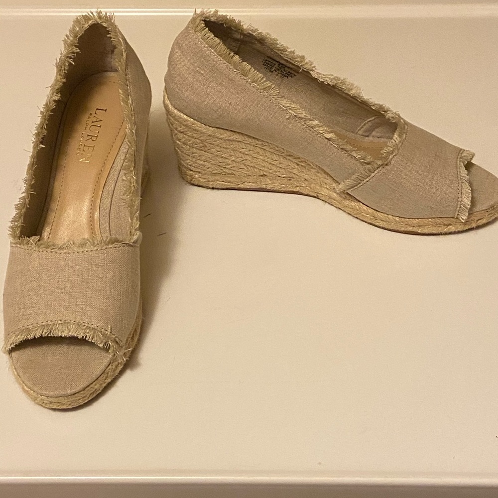 Ralph Lauren open toed wedged loafers not on sale